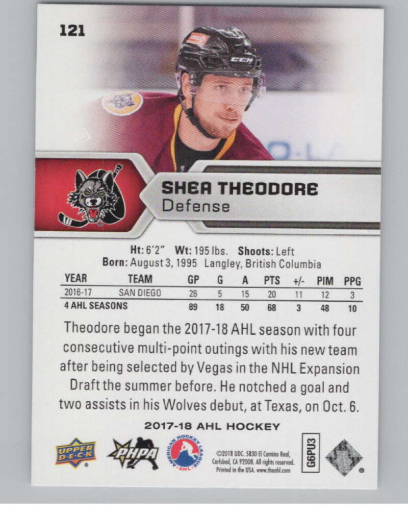 2017-18 Upper Deck AHL #121 Shea Theodore  SP Chicago Wolves  V102479 Image 2