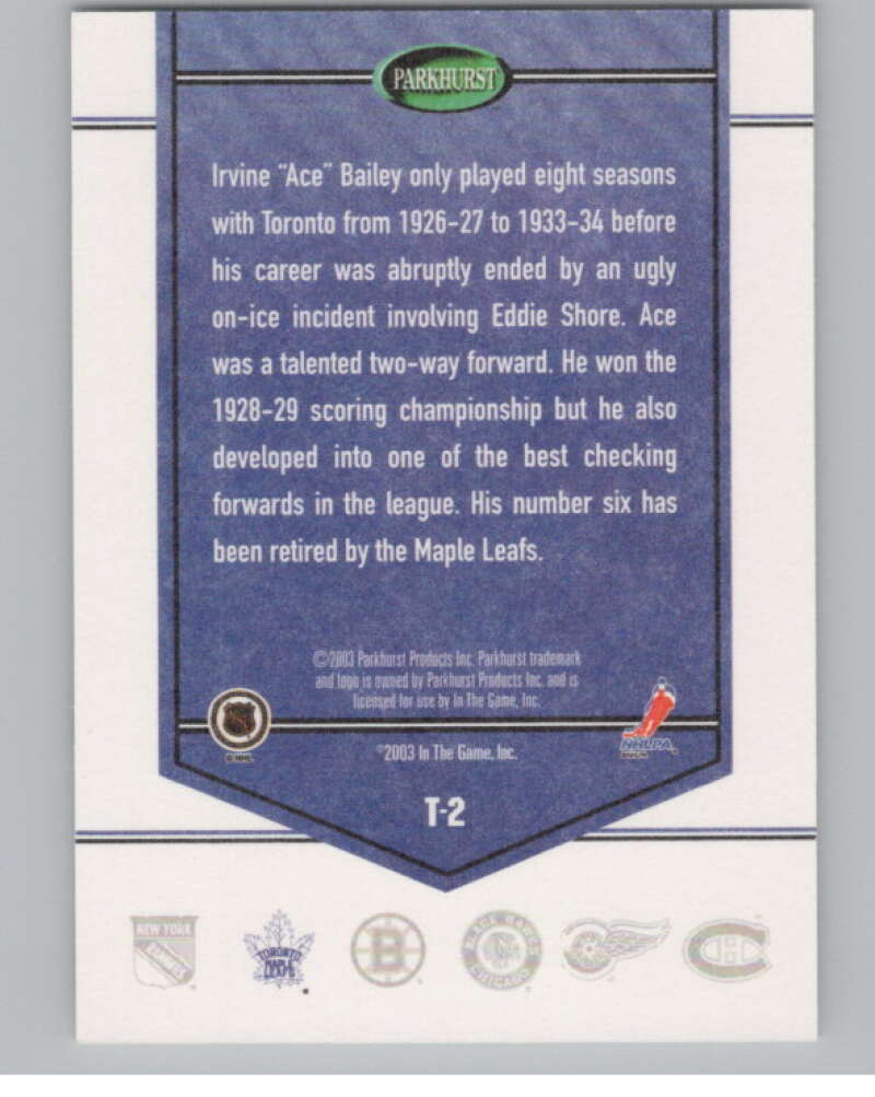 2003-04 Parkhurst Original Six Toronto Inserts #T2 Ace Bailey Leafs  V102480 Image 2