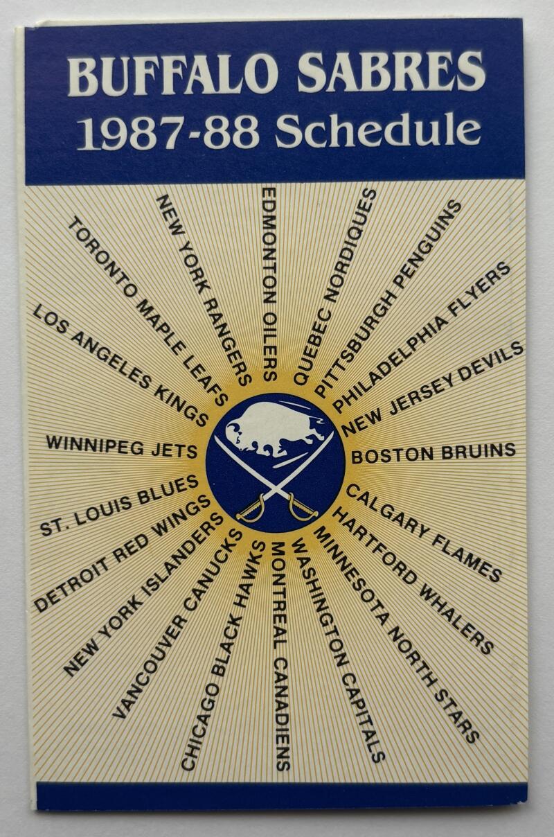 Buffalo Sabres 1987-88 Official Hockey Team Pocket Schedule V102508 Image 1