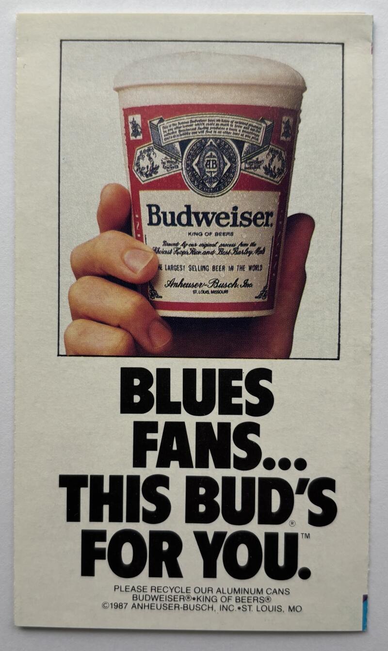 St>Louis Blues 1987-88 Official Hockey Team Pocket Schedule V102516 Image 2
