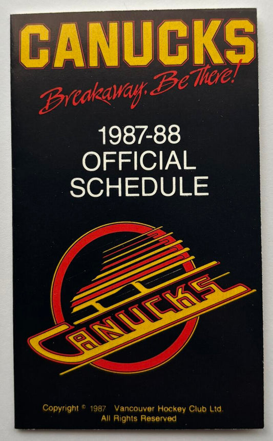 Vancouver Canucks 1987-88 Official Hockey Team Pocket Schedule V102525 Image 1