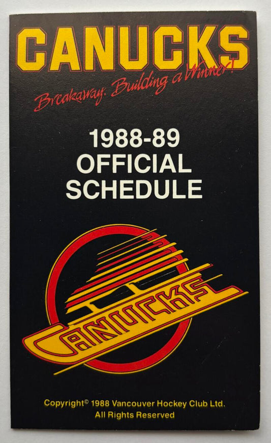 Vancouver Canucks 1988-89 Official Hockey Team Pocket Schedule V102526 Image 1