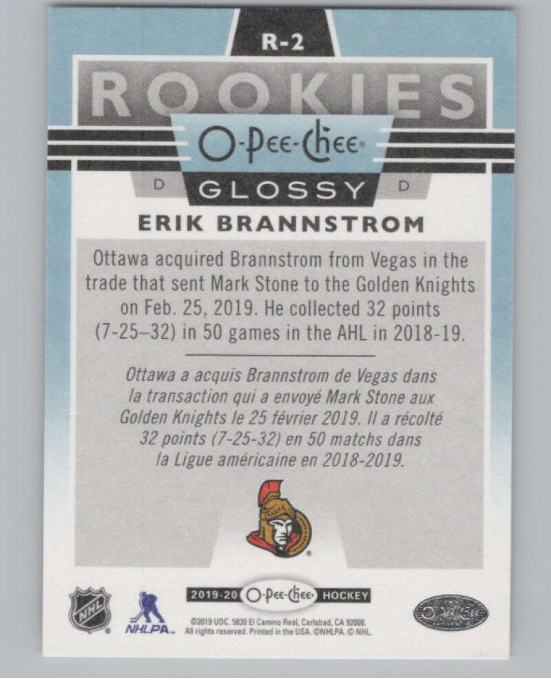 2019-20 Upper Deck OPC Glossy Rookies #R-2 Erik Brannstrom  V102528 Image 2
