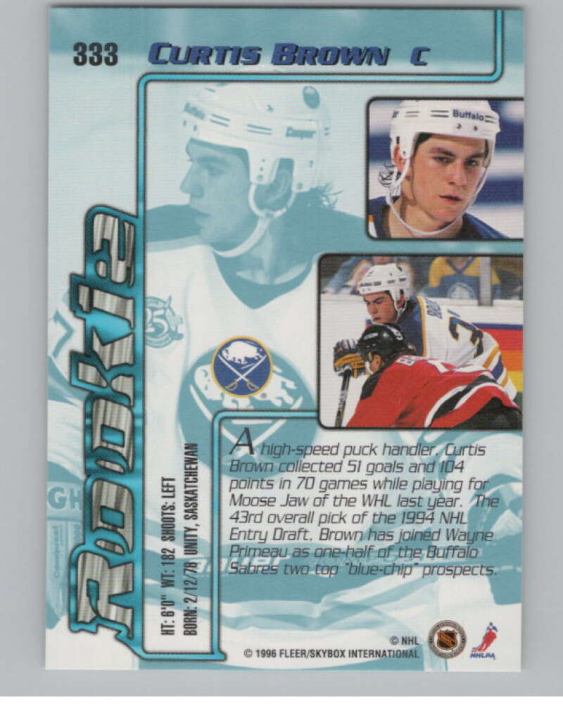 1995-96 Fleer Ultra #333 Curtis Brown  RC Rookie Buffalo Sabres  V102532 Image 2