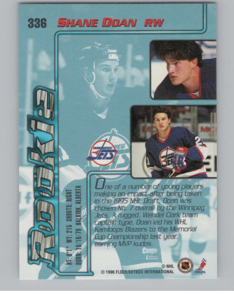 1995-96 Fleer Ultra #336 Shane Doan  RC Rookie Winnipeg Jets  V102533 Image 2