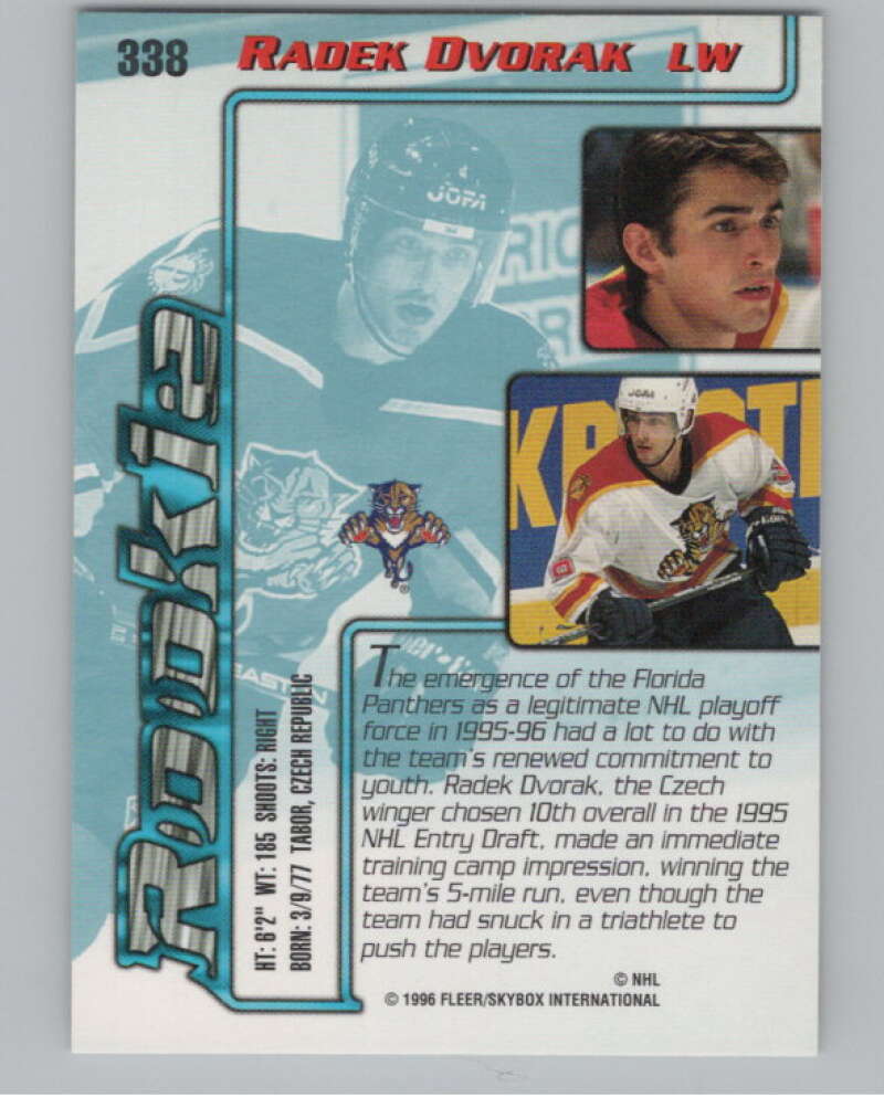 1995-96 Fleer Ultra #338 Radek Dvorak  RC Rookie Florida Panthers  V102534 Image 2
