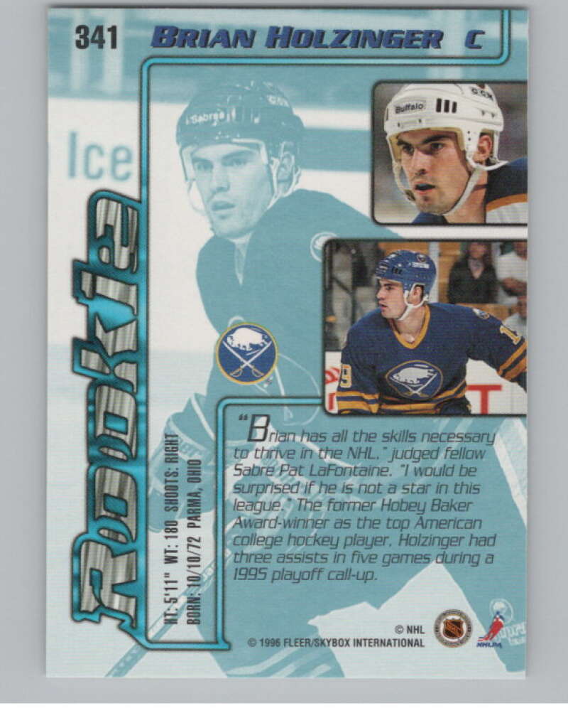 1995-96 Fleer Ultra #341 Brian Holzinger  RC Rookie Buffalo Sabres  V102535 Image 2