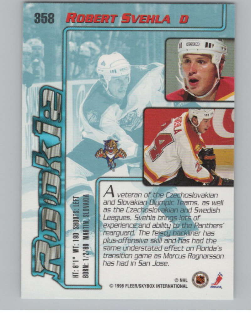 1995-96 Fleer Ultra #358 Robert Svehla  RC Rookie Florida Panthers  V102540 Image 2