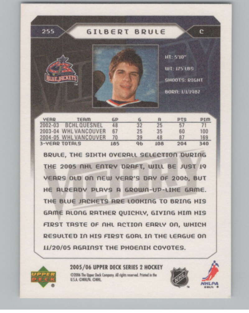 2005-06 Upper Deck Victory #255 Gilbert Brule RC Rookie Jackets  V102547 Image 2