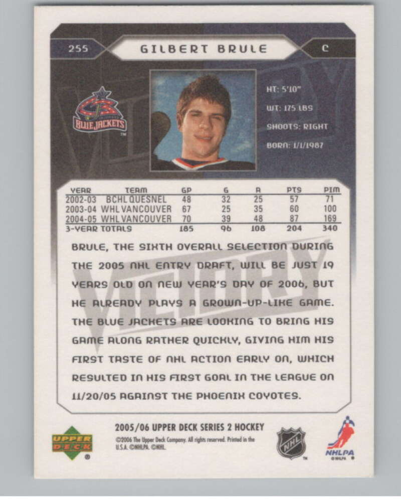 2005-06 Upper Deck Victory #255 Gilbert Brule RC Rookie Jackets  V102549 Image 2