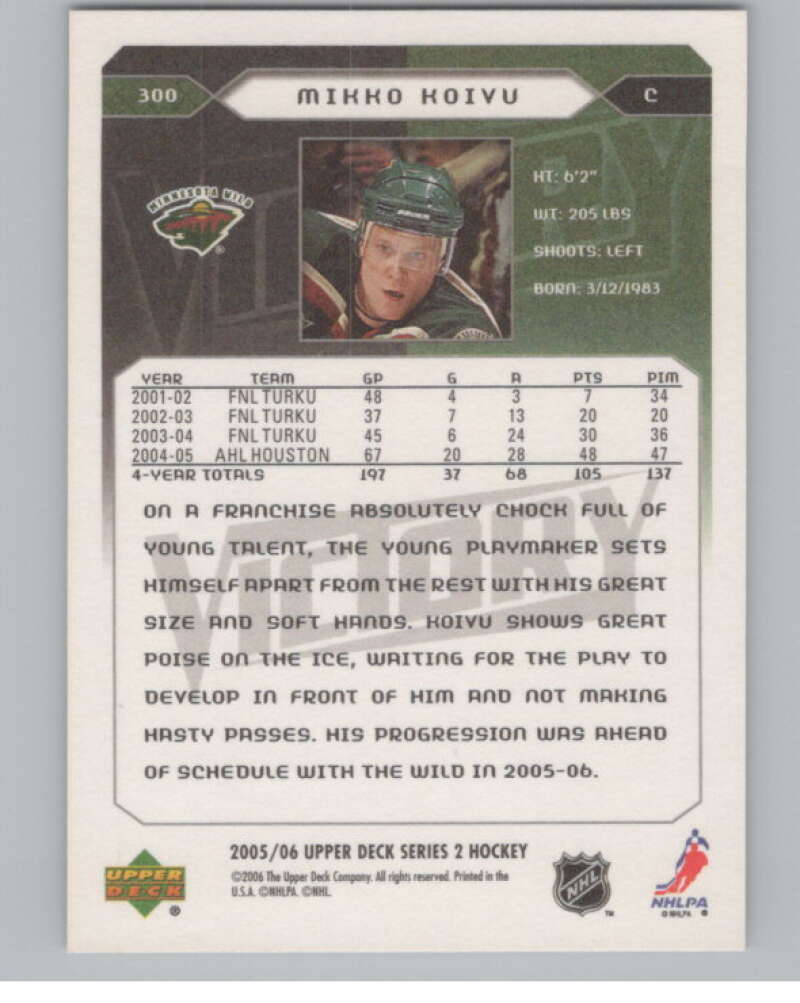 2005-06 Upper Deck Victory #300 Mikko Koivu  RC Rookie Minnesota Wild  V102607 Image 2