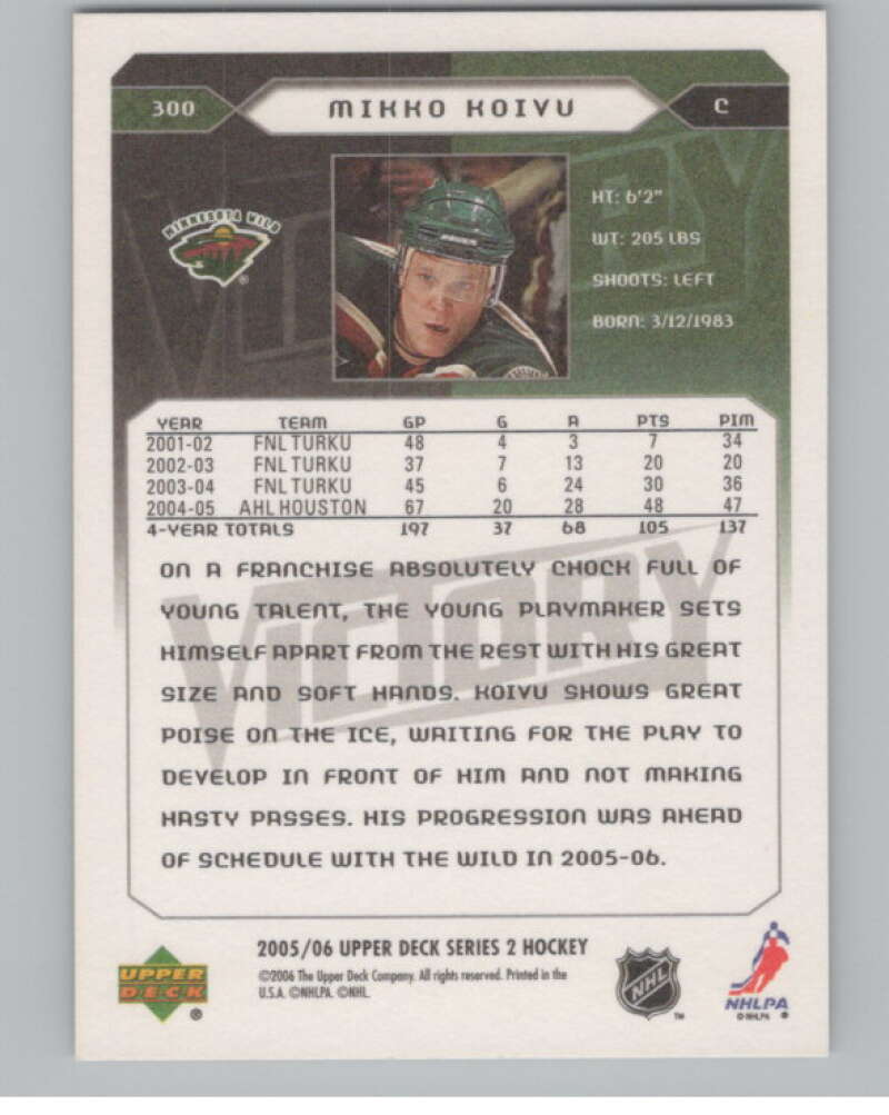 2005-06 Upper Deck Victory #300 Mikko Koivu  RC Rookie Minnesota Wild  V102608 Image 2