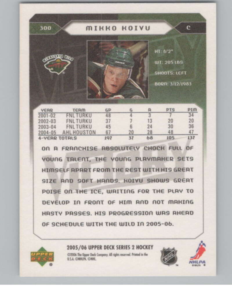 2005-06 Upper Deck Victory #300 Mikko Koivu  RC Rookie Minnesota Wild  V102609 Image 2