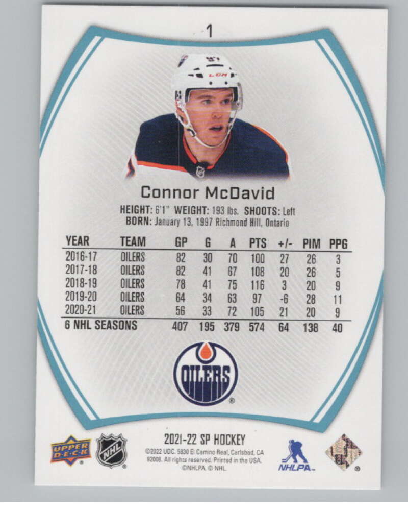 2021-22 SP Blue #1 Connor McDavid  Edmonton Oilers  V102611 Image 2
