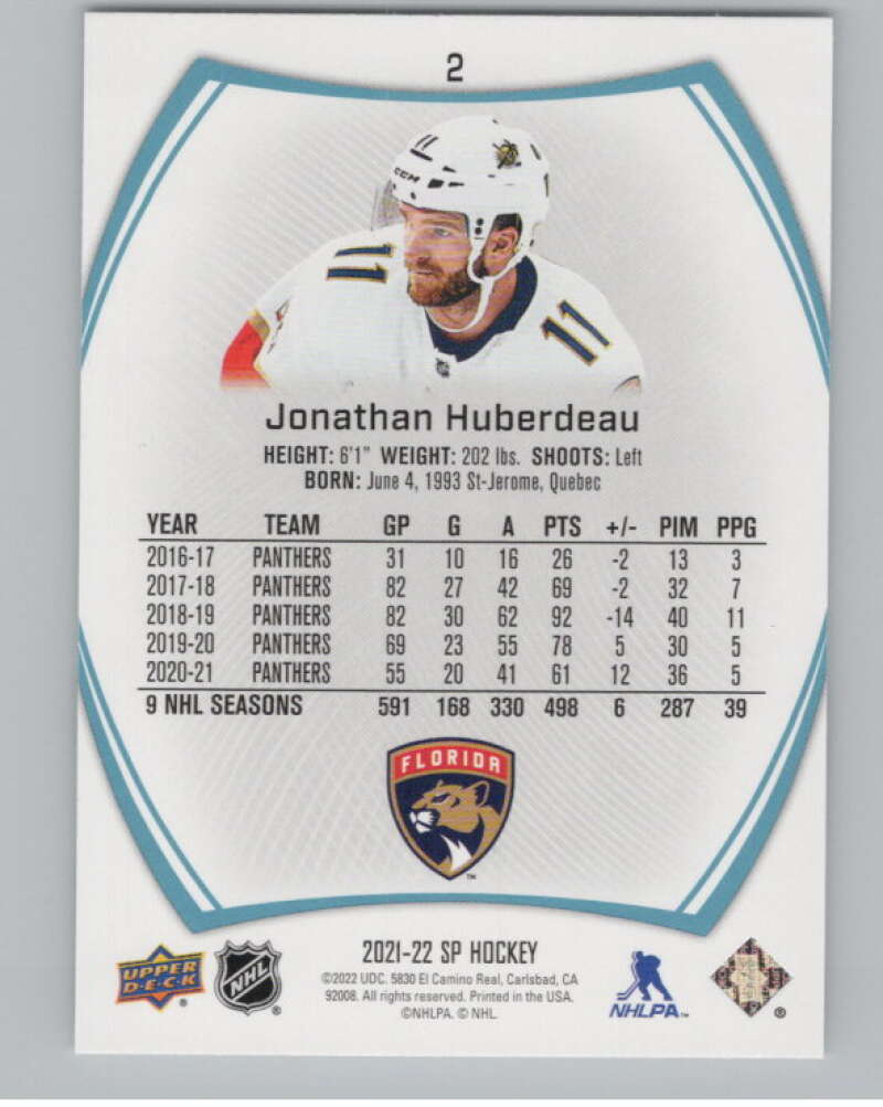 2021-22 SP Blue #2 Jonathan Huberdeau  Florida Panthers  V102612 Image 2
