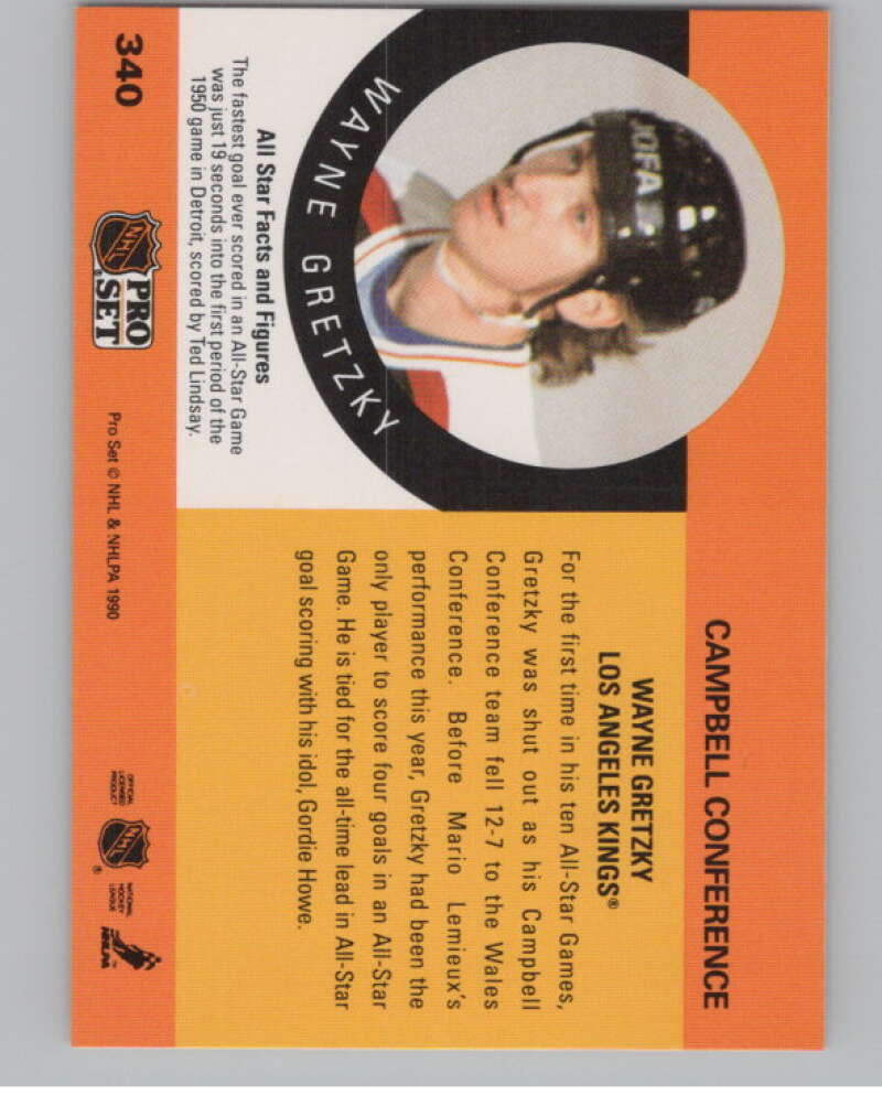 1990-91 Pro Set #340 Wayne Gretzky AS  Los Angeles Kings  V102629 Image 2