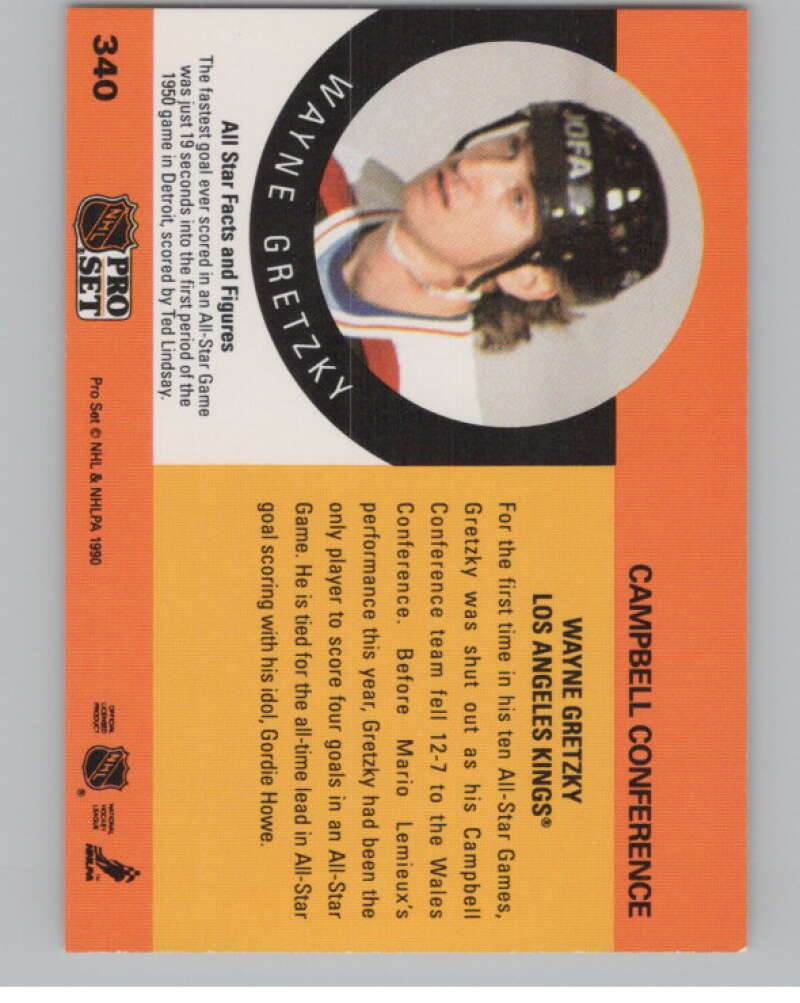 1990-91 Pro Set #340 Wayne Gretzky AS  Los Angeles Kings  V102630 Image 2