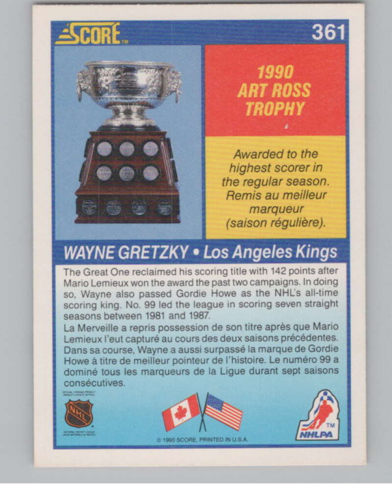 1990-91 Score Canadian #361 Wayne Gretzky  Los Angeles Kings  V102639 Image 2