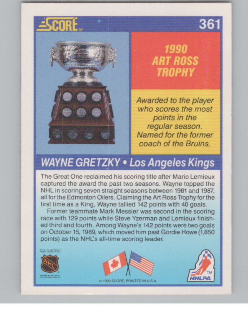 1990-91 Score #361 Wayne Gretzky TR  Los Angeles Kings  V102640 Image 2