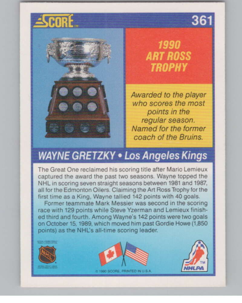 1990-91 Score #361 Wayne Gretzky TR  Los Angeles Kings  V102641 Image 2