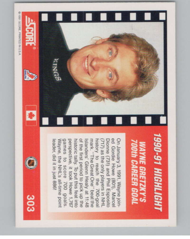 1991-92 Score Canadian English #303 Wayne Gretzky Kings  V102645 Image 2