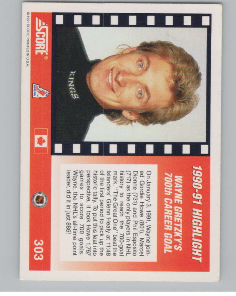 1991-92 Score Canadian English #303 Wayne Gretzky Kings  V102646 Image 2