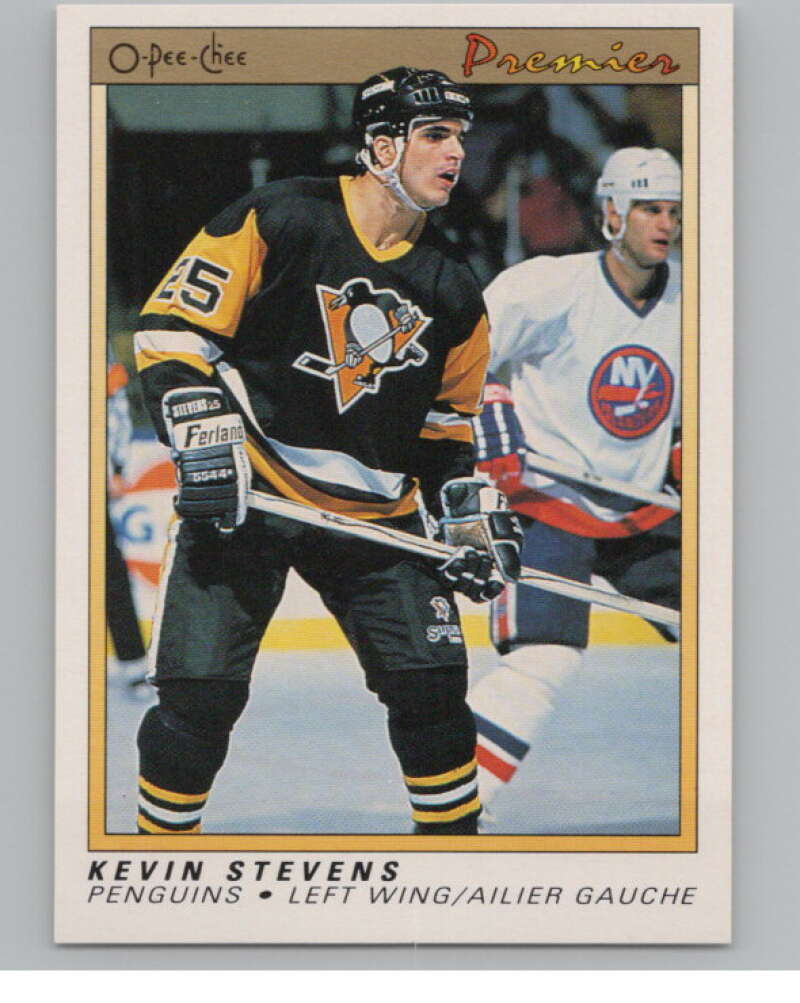 1990-91 OPC Premier #111 Kevin Stevens  RC Rookie Pittsburgh Penguins  V102674 Image 1