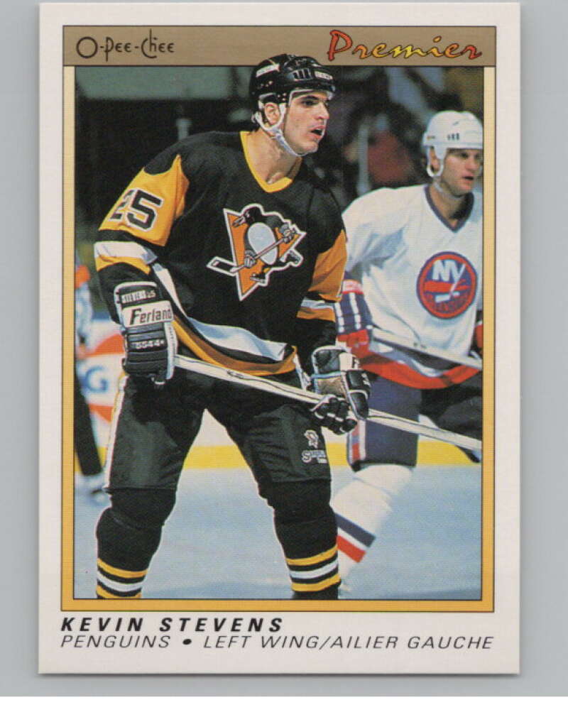 1990-91 OPC Premier #111 Kevin Stevens  RC Rookie Pittsburgh Penguins  V102677 Image 1