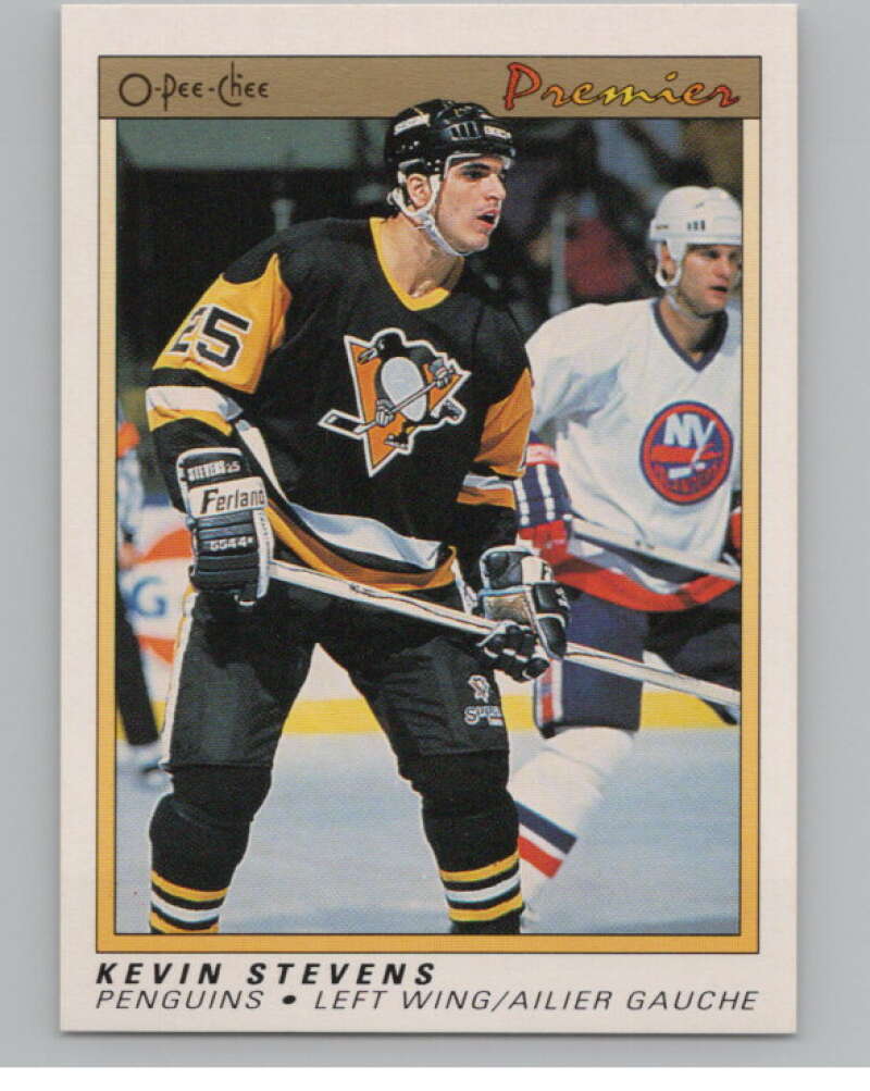 1990-91 OPC Premier #111 Kevin Stevens  RC Rookie Pittsburgh Penguins  V102678 Image 1