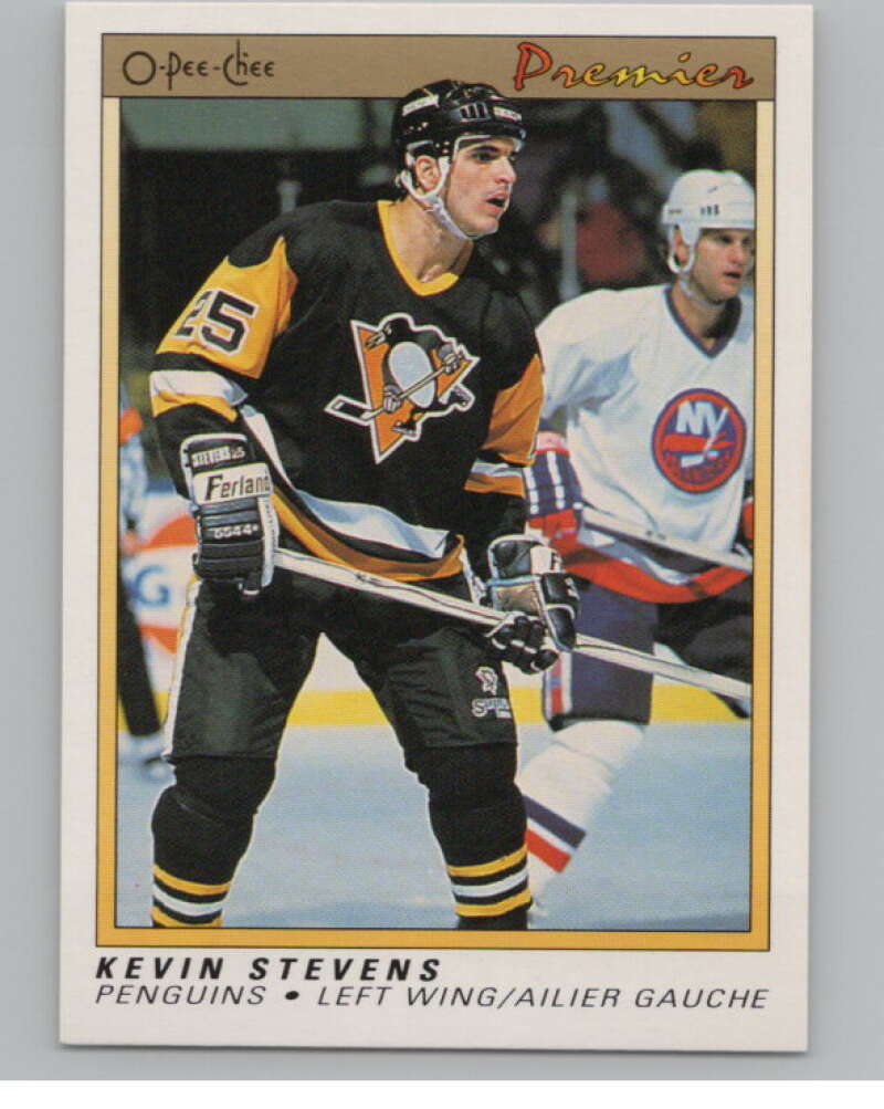 1990-91 OPC Premier #111 Kevin Stevens  RC Rookie Pittsburgh Penguins  V102679 Image 1