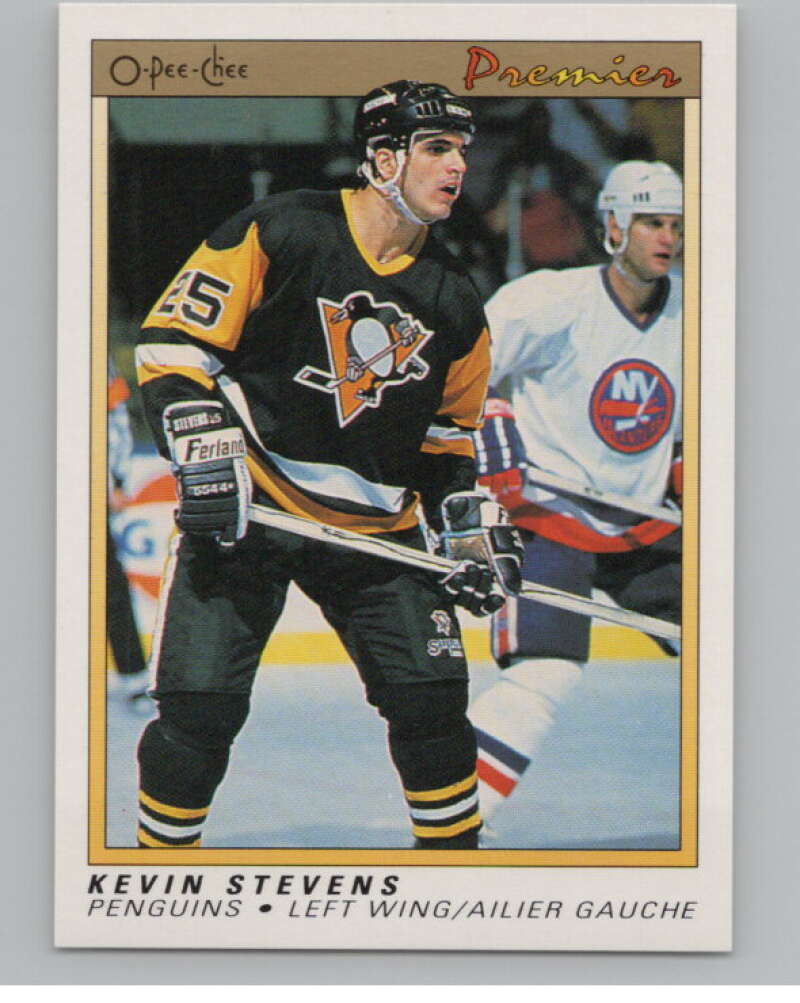 1990-91 OPC Premier #111 Kevin Stevens  RC Rookie Pittsburgh Penguins  V102682 Image 1