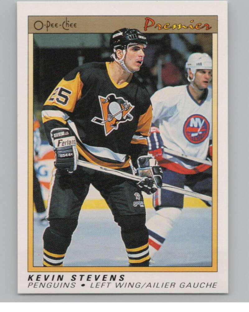 1990-91 OPC Premier #111 Kevin Stevens  RC Rookie Pittsburgh Penguins  V102683 Image 1
