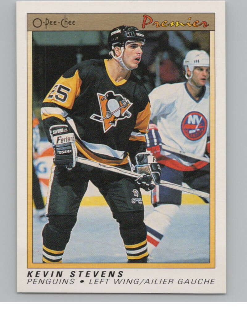 1990-91 OPC Premier #111 Kevin Stevens  RC Rookie Pittsburgh Penguins  V102686 Image 1