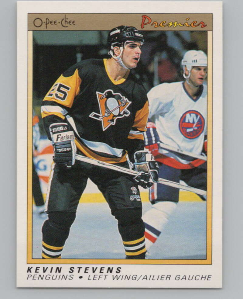 1990-91 OPC Premier #111 Kevin Stevens  RC Rookie Pittsburgh Penguins  V102688 Image 1