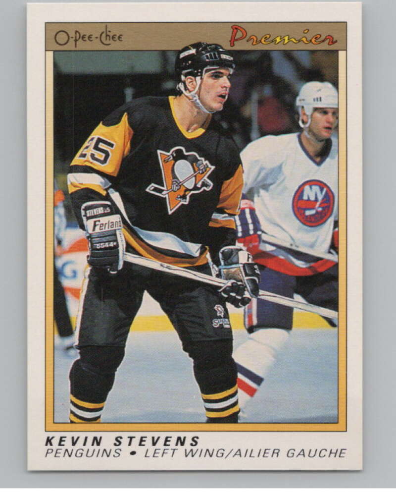 1990-91 OPC Premier #111 Kevin Stevens  RC Rookie Pittsburgh Penguins  V102689 Image 1