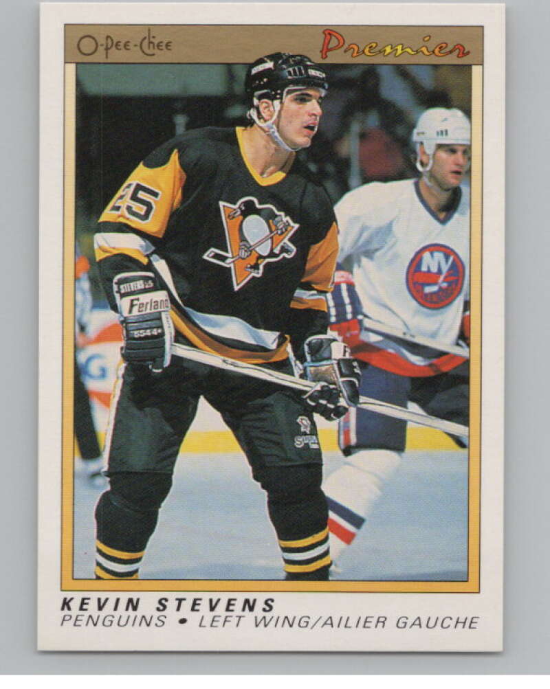 1990-91 OPC Premier #111 Kevin Stevens  RC Rookie Pittsburgh Penguins  V102690 Image 1