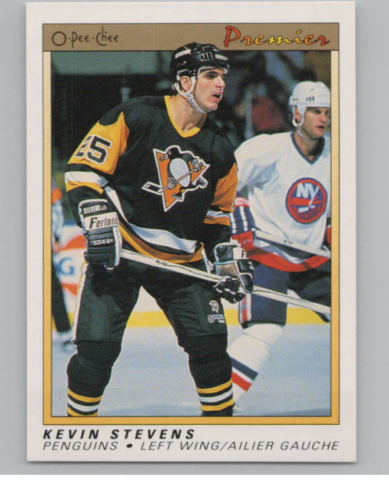 1990-91 OPC Premier #111 Kevin Stevens  RC Rookie Pittsburgh Penguins  V102691 Image 1