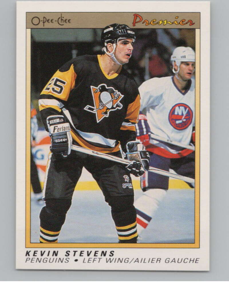 1990-91 OPC Premier #111 Kevin Stevens  RC Rookie Pittsburgh Penguins  V102692 Image 1
