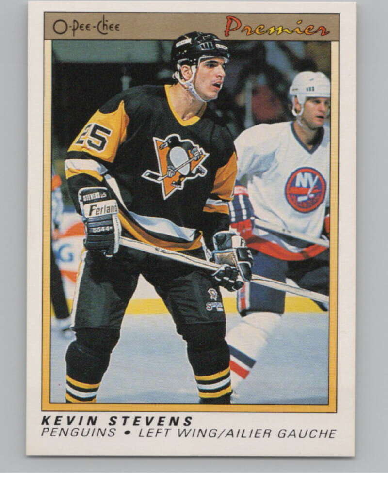 1990-91 OPC Premier #111 Kevin Stevens  RC Rookie Pittsburgh Penguins  V102693 Image 1