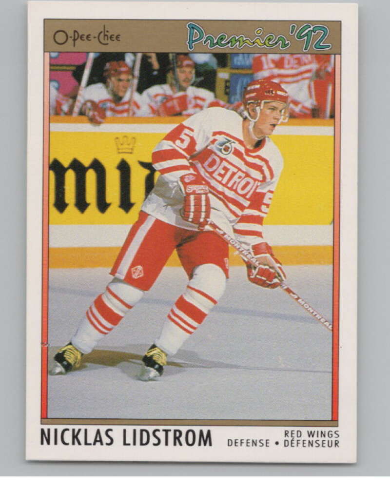 1991-92 OPC Premier #117 Nicklas Lidstrom  RC Rookie Detroit Red Wings  V102701 Image 1