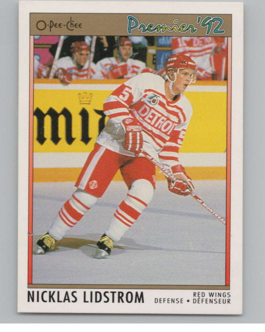 1991-92 OPC Premier #117 Nicklas Lidstrom  RC Rookie Detroit Red Wings  V102701 Image 1
