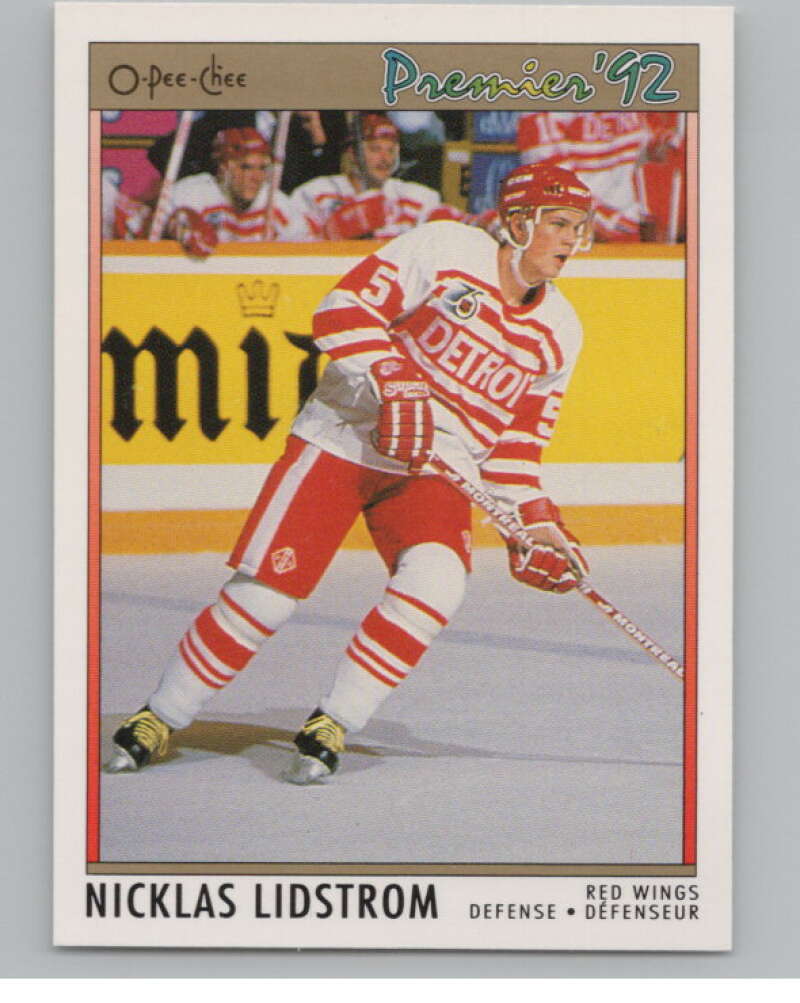 1991-92 OPC Premier #117 Nicklas Lidstrom  RC Rookie Detroit Red Wings  V102702 Image 1
