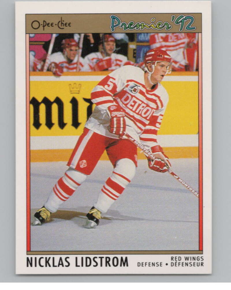 1991-92 OPC Premier #117 Nicklas Lidstrom  RC Rookie Detroit Red Wings  V102703 Image 1