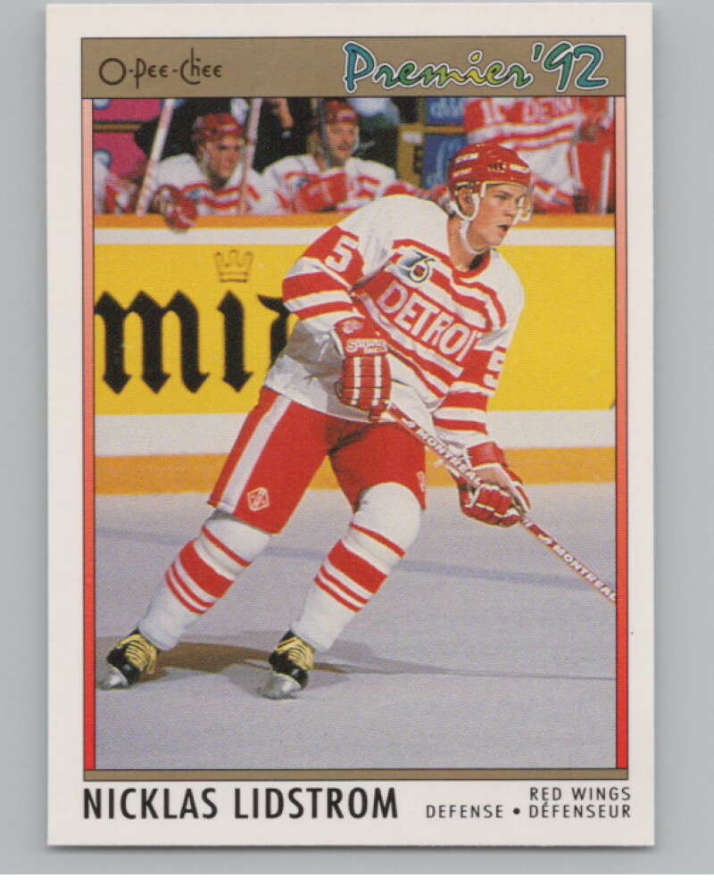 1991-92 OPC Premier #117 Nicklas Lidstrom  RC Rookie Detroit Red Wings  V102705 Image 1