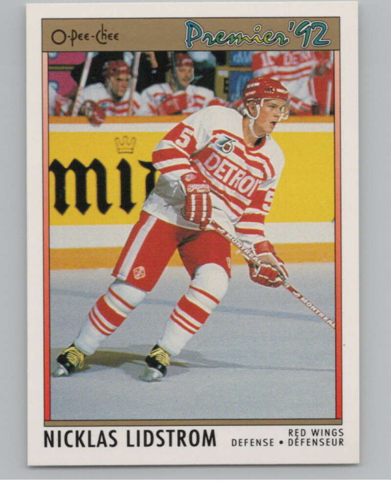 1991-92 OPC Premier #117 Nicklas Lidstrom  RC Rookie Detroit Red Wings  V102707 Image 1