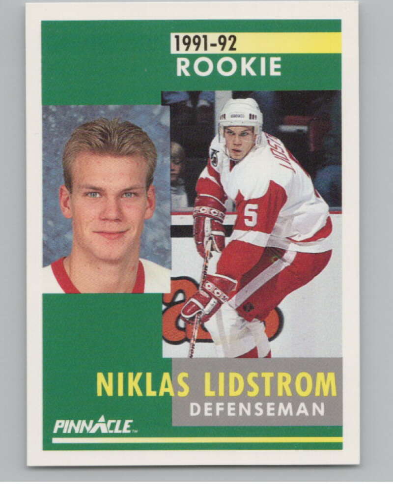 1991-92 Pinnacle #320 Nicklas Lidstrom  RC Rookie Detroit Red Wings  V102708 Image 1
