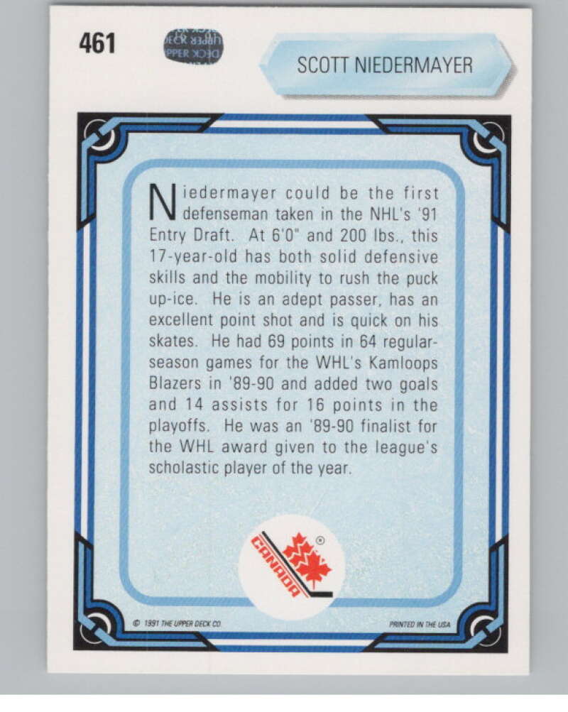 1990-91 Upper Deck #461 Scott Neidermayer  RC Rookie  V102854 Image 2