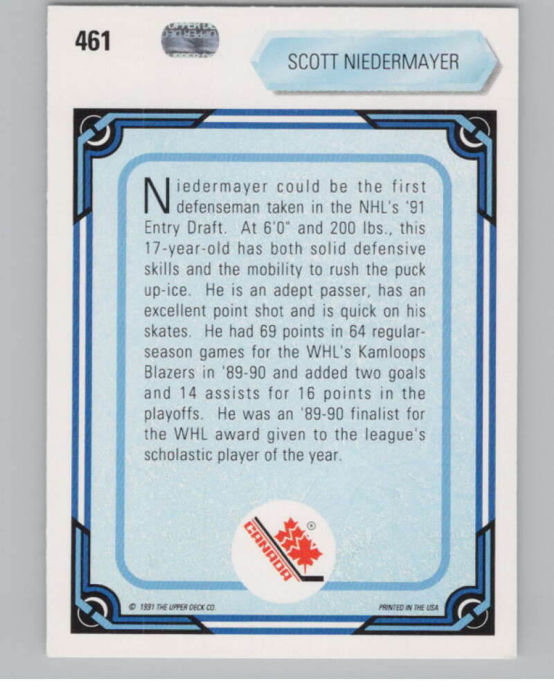 1990-91 Upper Deck #461 Scott Neidermayer  RC Rookie  V102855 Image 2