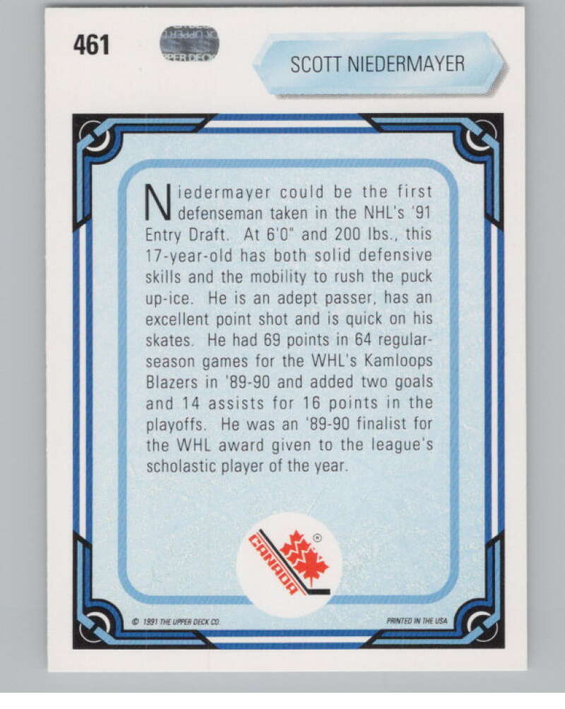1990-91 Upper Deck #461 Scott Neidermayer  RC Rookie  V102856 Image 2