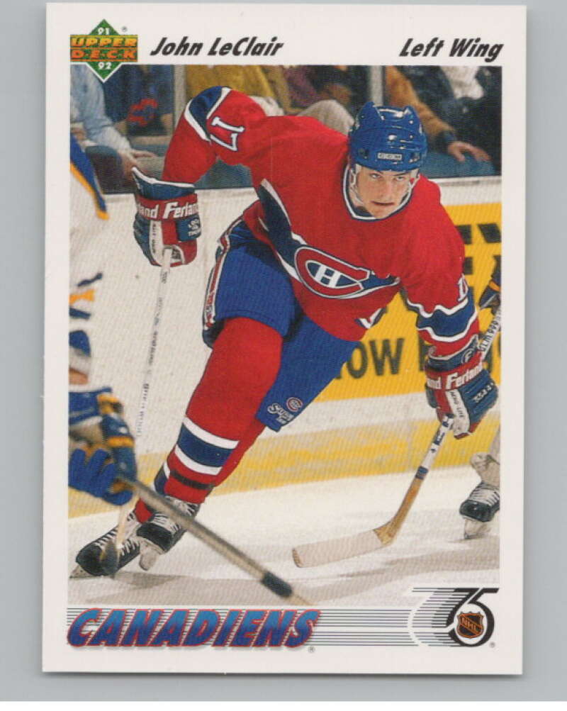 1991-92 Upper Deck #345 John LeClair  RC Rookie Montreal Canadiens  V102917 Image 1